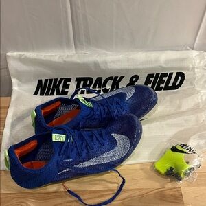 Nike Blue Racing Spikes with Neon Green Accents